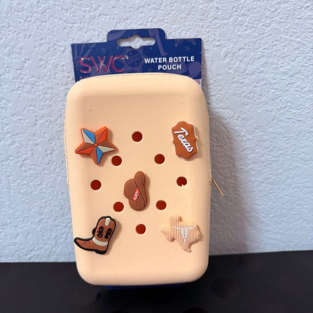 SWC Sip With Color Peach Silicone Water Bottle Pouch Texas Charms‎ WATXBTLB3